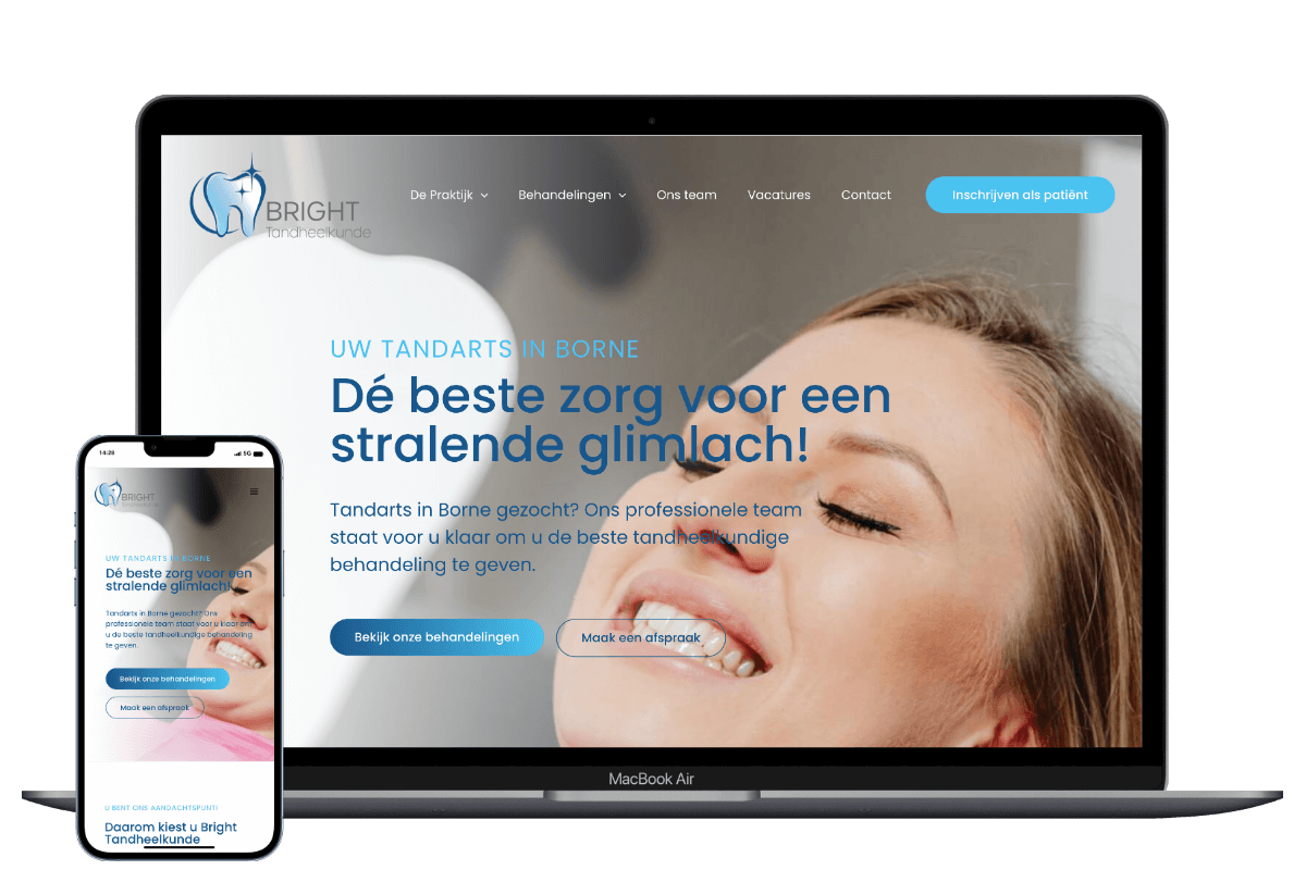 Nieuwe website voor Bright Tandheelkunde, ontwikkeld door Mooi Online