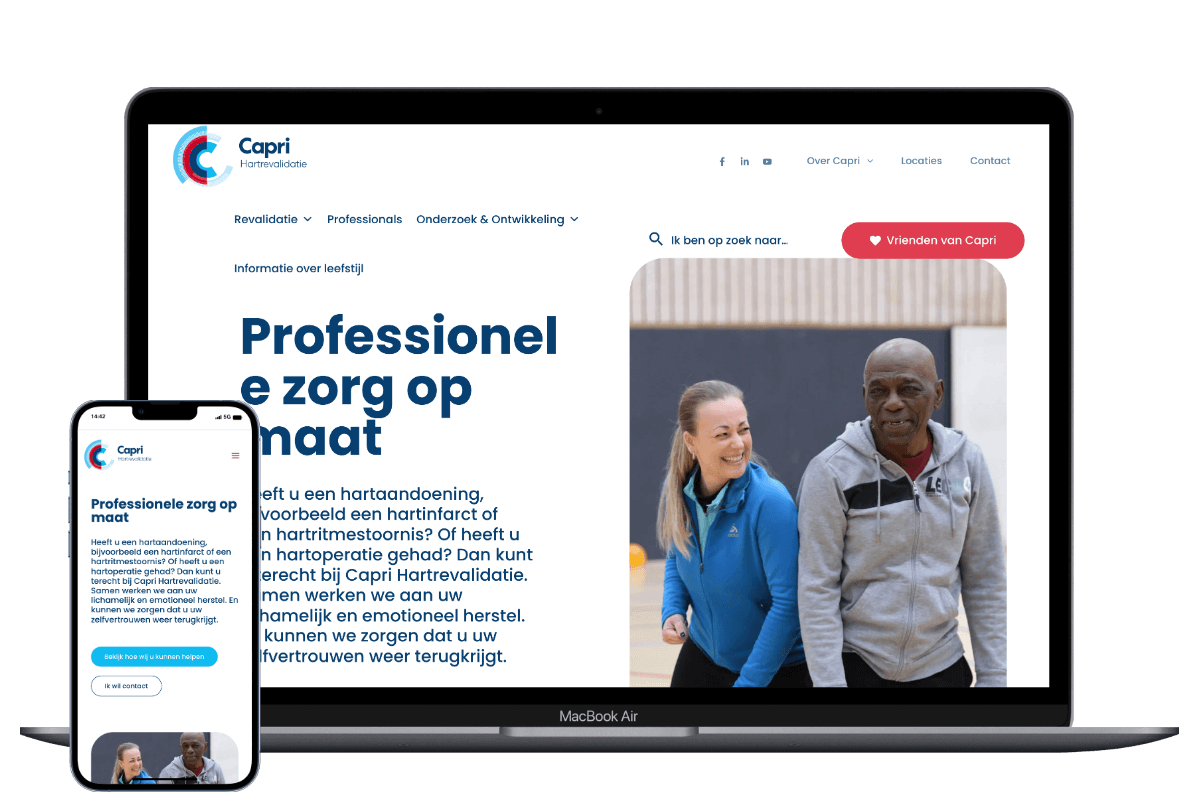 Nieuwe website op maat voor Capri Hartrevalidatie, ontwikkeld door Mooi Online