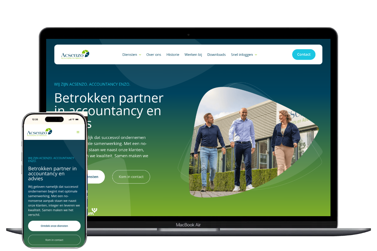 Nieuwe website voor Acsenzo, ontwikkeld door Mooi Online