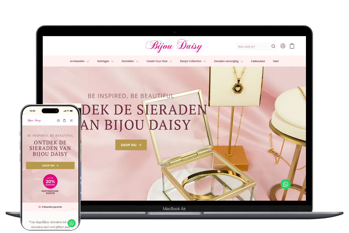 Nieuwe webshop voor Bijou Daisy, ontwikkeld door Mooi Online