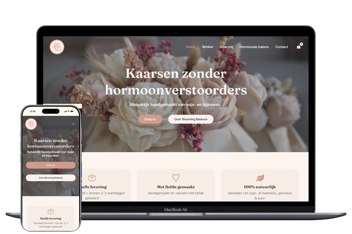 Nieuwe webshop voor Blooming Balance, ontwikkeld door Mooi Online