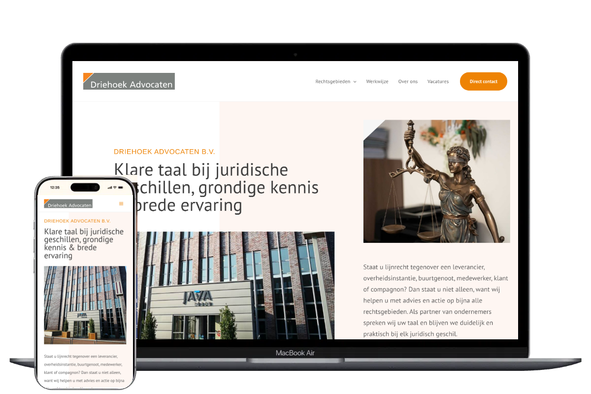 Nieuwe website voor Driehoek Advocaten, ontwikkeld door Mooi Online