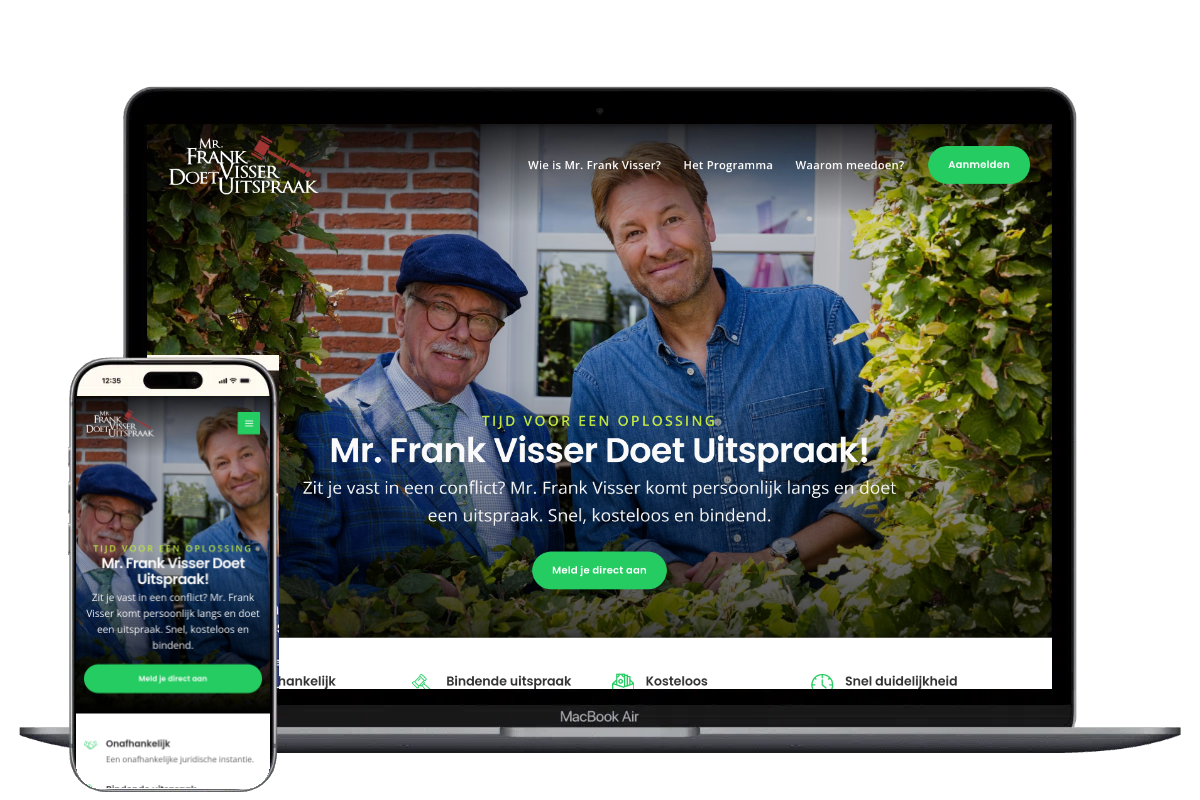Nieuwe website voor Mr. Frank Visser, ontwikkeld door Mooi Online