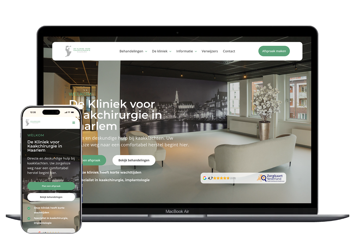 Nieuwe website voor Kliniek voor kaakchirurgie Haarlem, ontwikkeld door Mooi Online