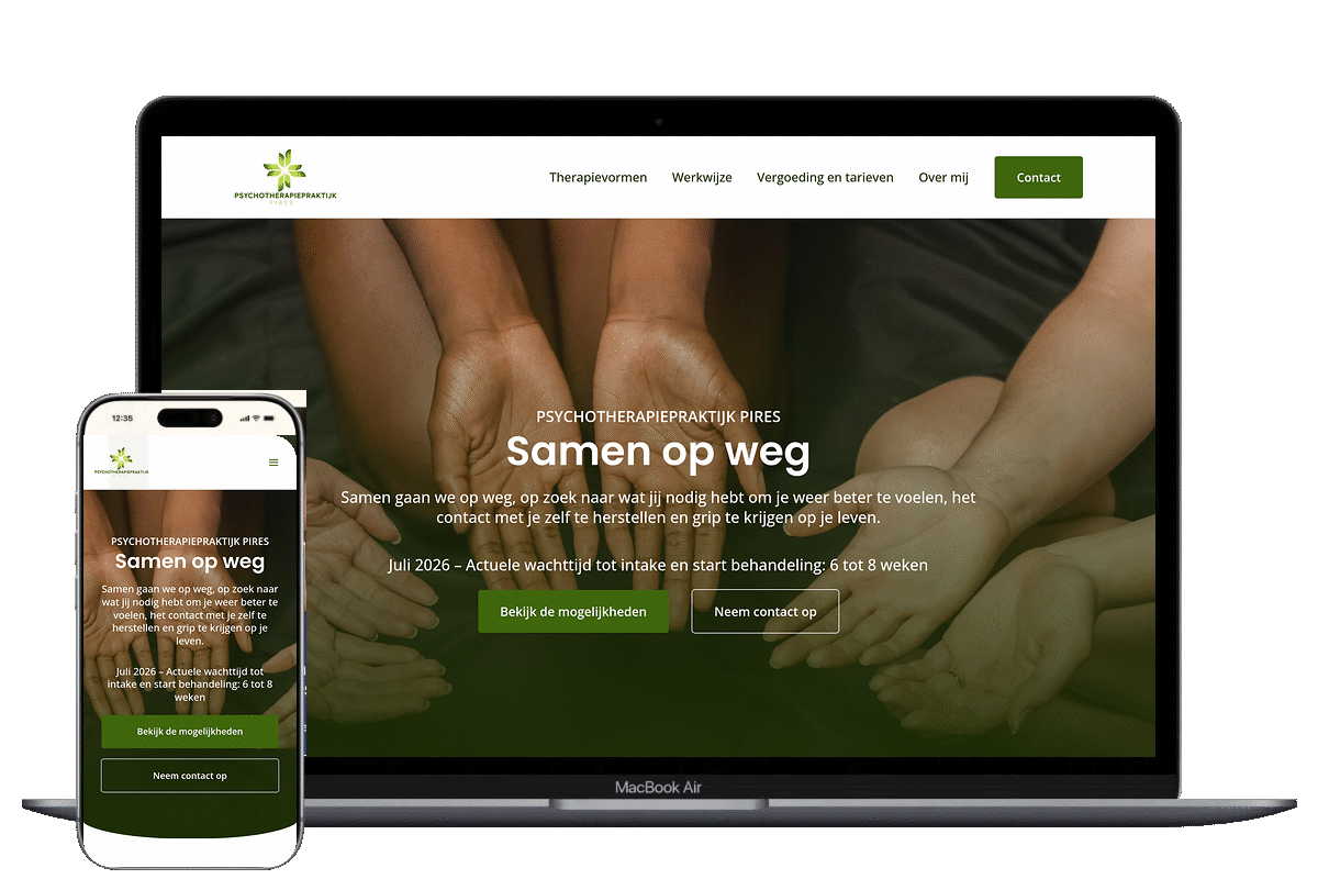 Nieuwe website voor Psychotherapiepraktijk Pires, ontwikkeld door Mooi Online