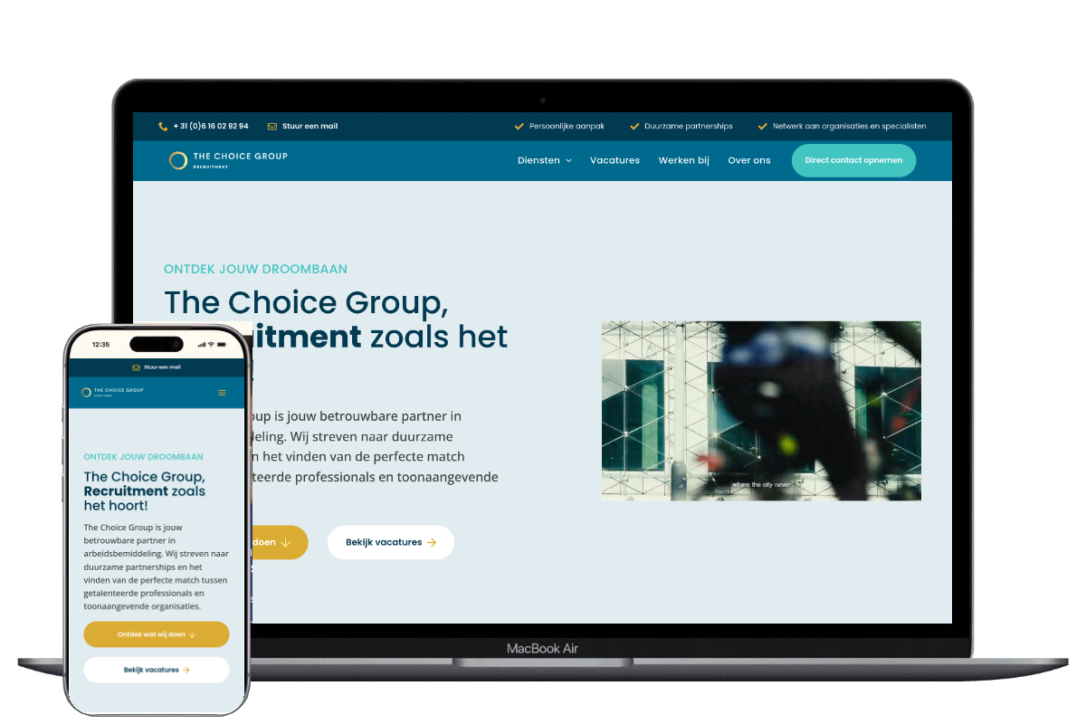 Nieuwe website voor The Choice Group, ontwikkeld door Mooi Online