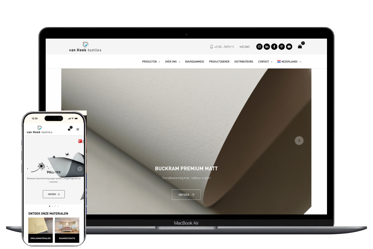 Nieuwe website voor Van Heek Textiles, ontwikkeld door Mooi Online