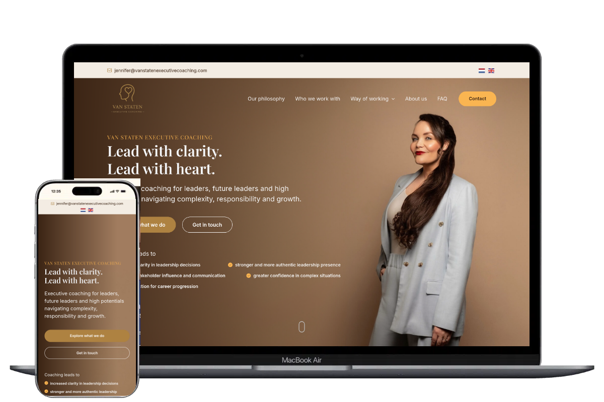 Nieuwe website voor Van Staten Executive Coaching, ontwikkeld door Mooi Online