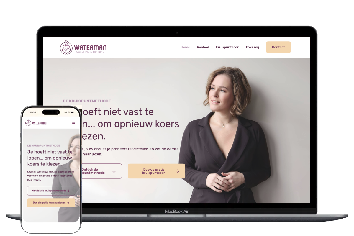 Nieuwe website voor Waterman Coaching, ontwikkeld door Mooi Online