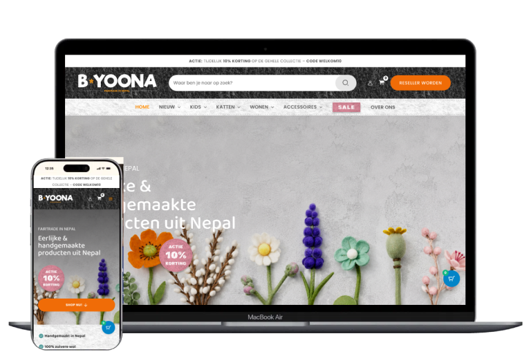 Nieuwe webshop voor BeYoona, ontwikkeld door Mooi Online