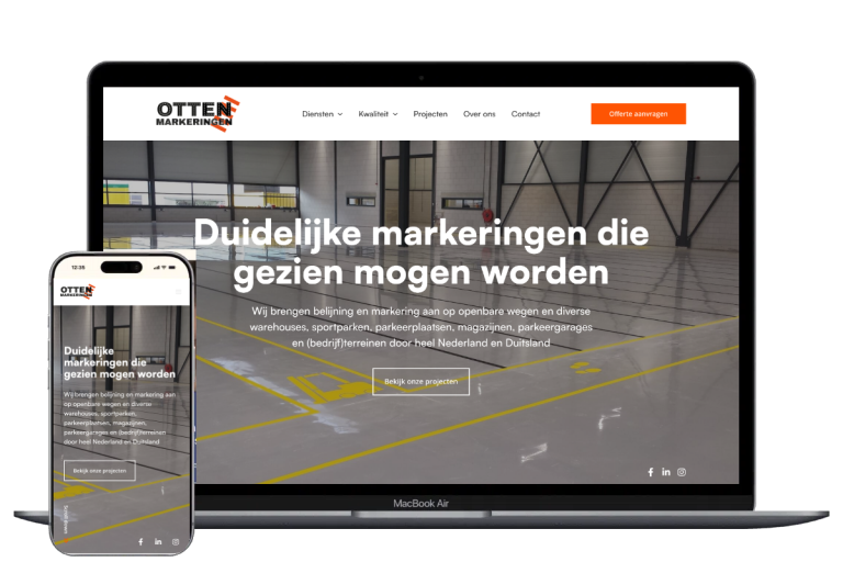 Nieuwe website voor Otten Markeringen, ontwikkeld door Mooi Online