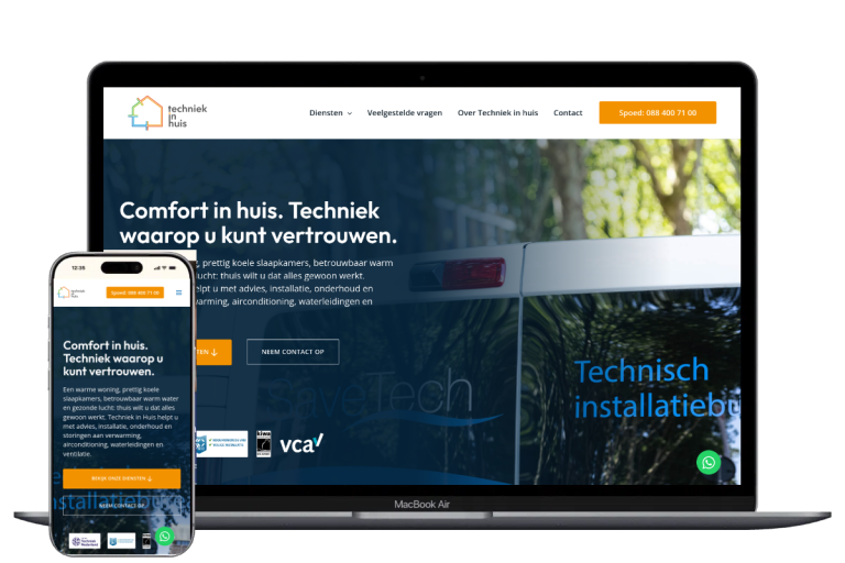 Website voor Techniek in Huis, ontwikkeld door Mooi Online