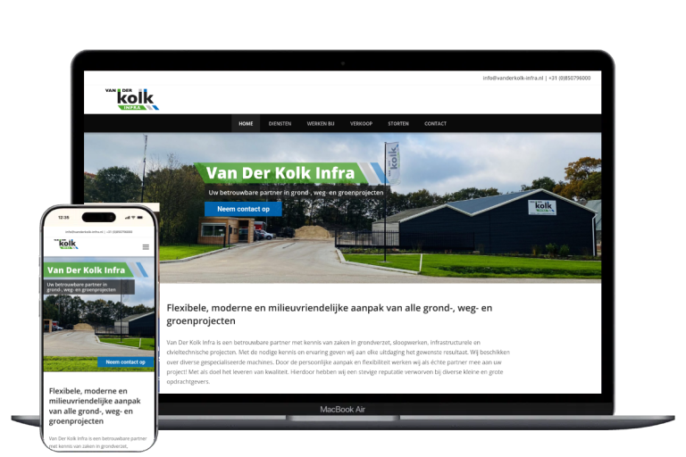 Nieuwe website voor Van der Kolk Infra, ontwikkeld door Mooi Online