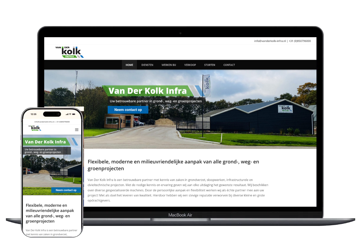 Nieuwe website voor Van der Kolk Infra, ontwikkeld door Mooi Online