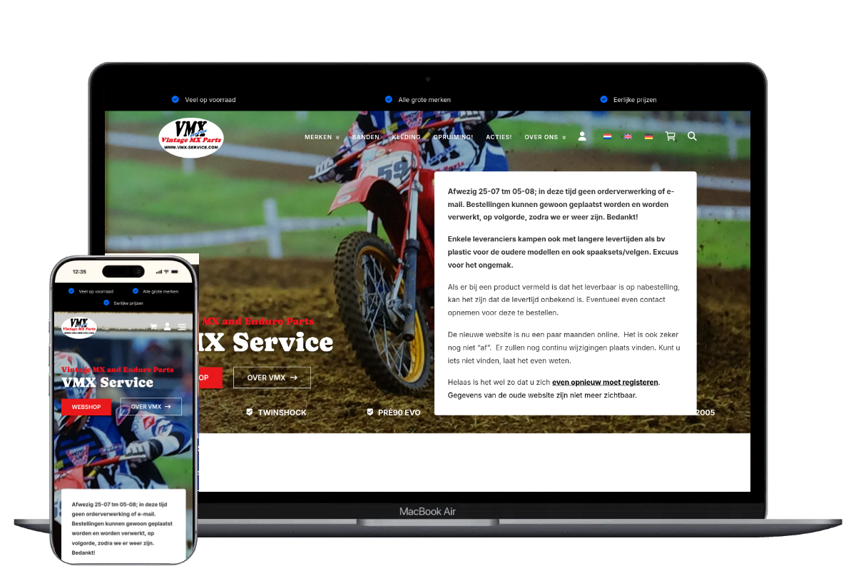 Nieuwe webshop voor VMX Service, ontwikkeld door Mooi Online